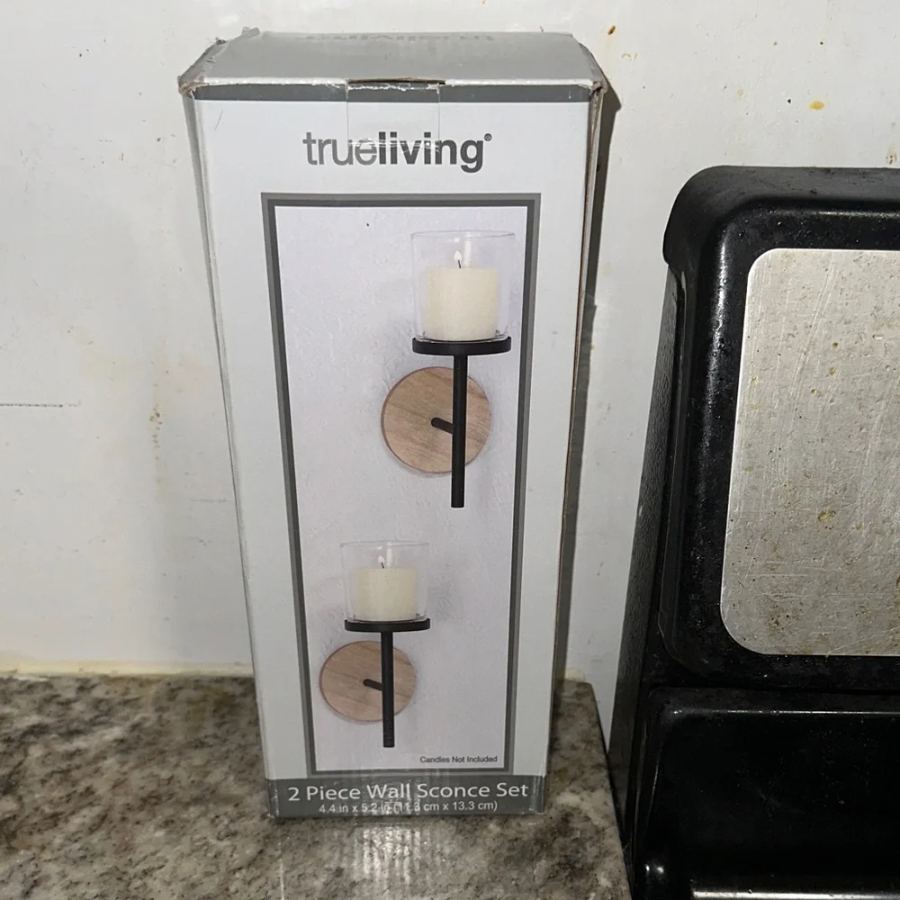 True Living Wall Sconce Set with Black and Brown Accents